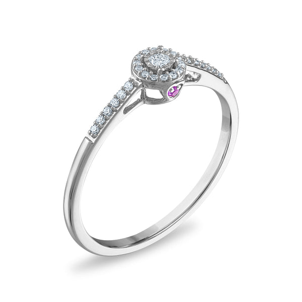 LoveSong 1/10 CTW Diamond Promise Halo Ring in 10KT White Gold