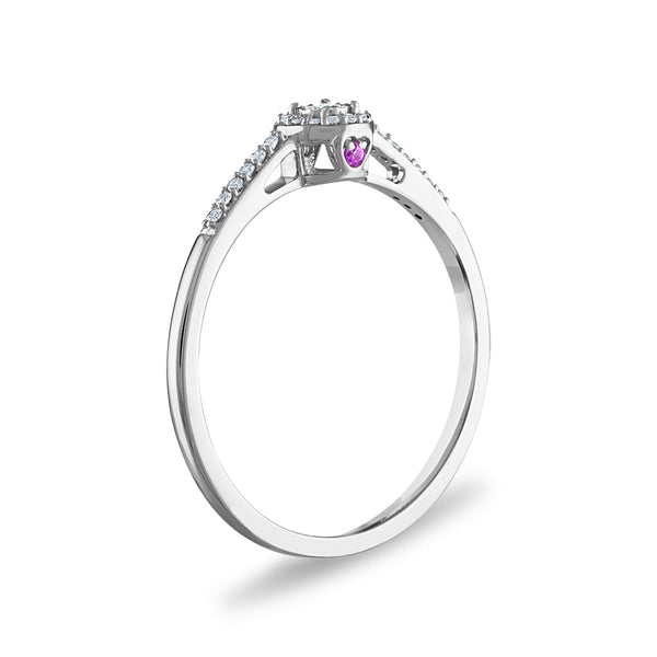 LoveSong 1/10 CTW Diamond Promise Halo Ring in 10KT White Gold