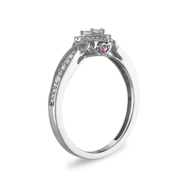 LoveSong 1/4 CTW Diamond Promise Heart Halo Ring in 10KT White Gold