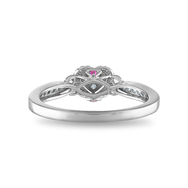 LoveSong 1/4 CTW Diamond Promise Heart Halo Ring in 10KT White Gold