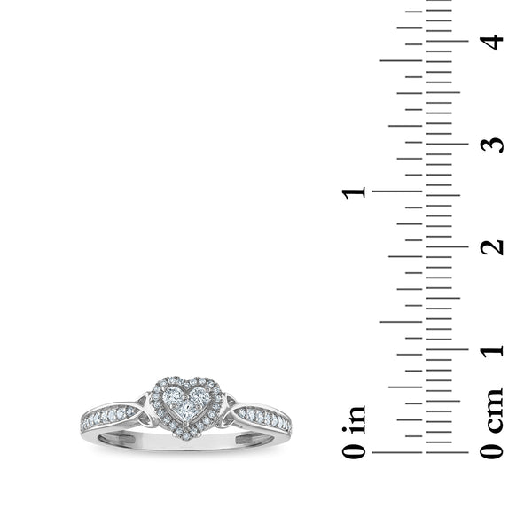 LoveSong 1/4 CTW Diamond Promise Heart Halo Ring in 10KT White Gold