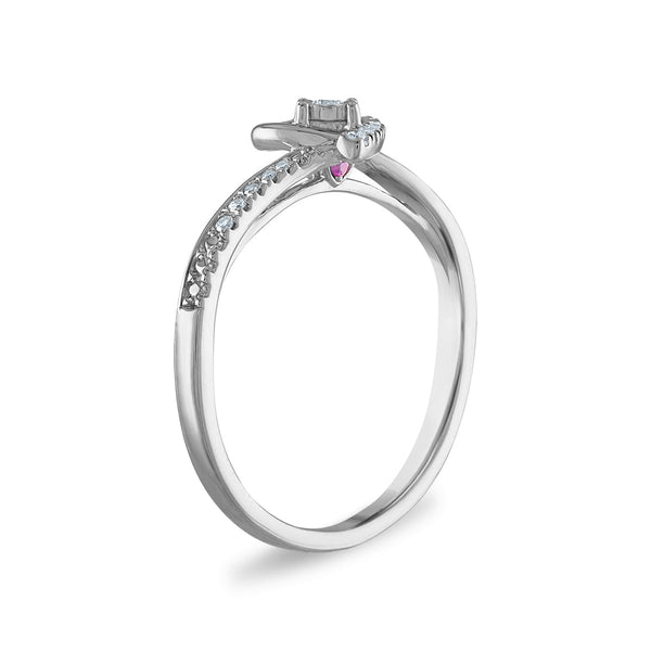 LoveSong 1/10 CTW Diamond Promise Heart Ring in Rhodium Plated Sterling Silver