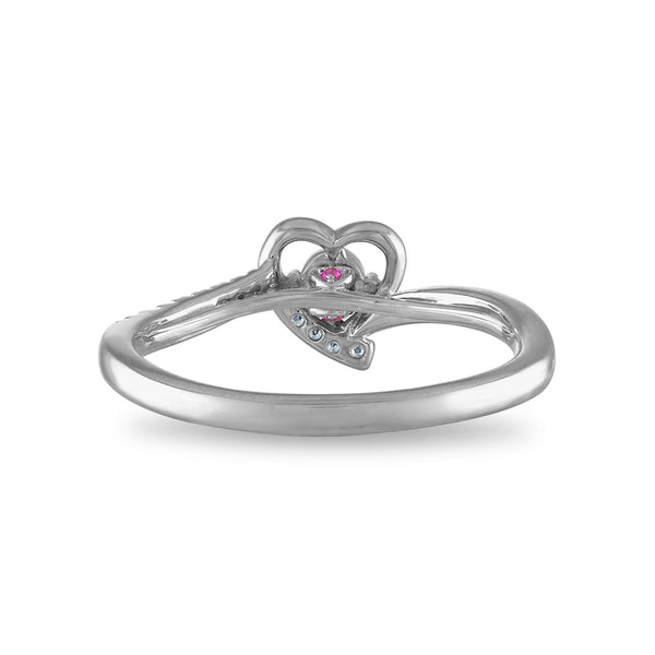 LoveSong 1/10 CTW Diamond Promise Heart Ring in Rhodium Plated Sterling Silver