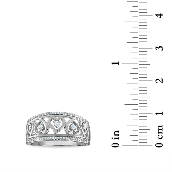 1/6 CTW Diamond Heart Ring in Rhodium Plated Sterling Silver