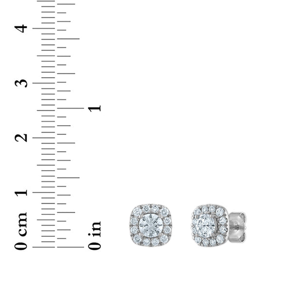 EcoLove 1 CTW Lab Grown Diamond Halo Stud Earrings in 14KT White Gold