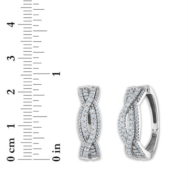 1 CTW Diamond Twist Hoop Earrings in 10KT White Gold