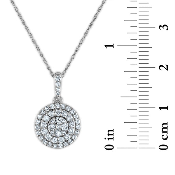 1/2 CTW Diamond Halo Round 18-inch Pendant in 14KT White Gold