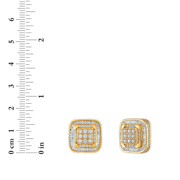 2 CTW Diamond Cluster Stud Earrings in 10KT Yellow Gold