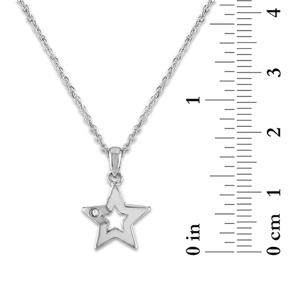 Diamond Accent Star Earrings Pendant Bracelet Set in Sterling Silver. Chain not Included