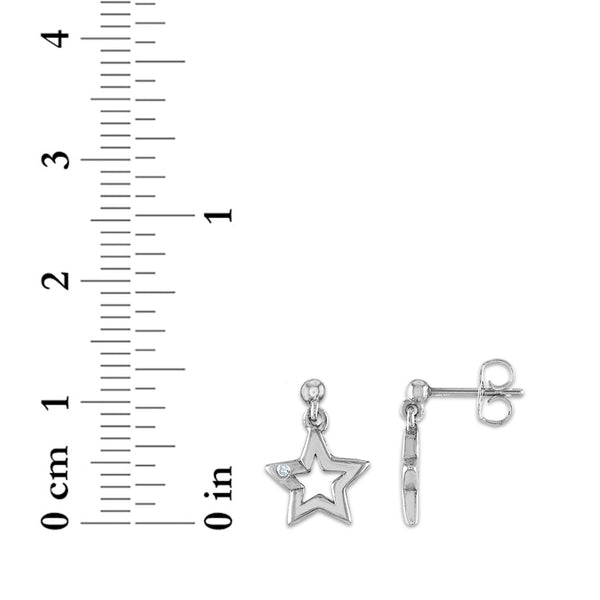 Diamond Accent Star Earrings Pendant Bracelet Set in Sterling Silver. Chain not Included