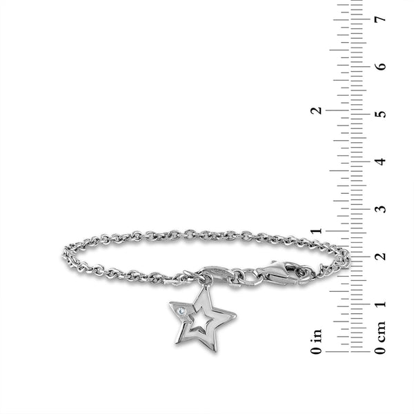 Diamond Accent Star Earrings Pendant Bracelet Set in Sterling Silver. Chain not Included