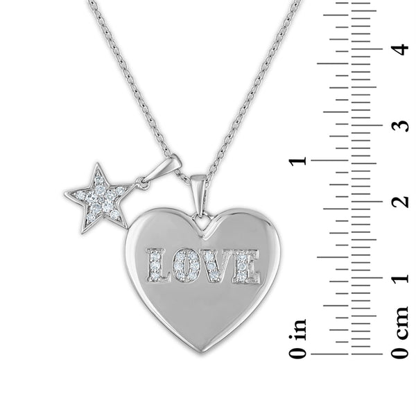 1/5 CTW Diamond Heart 18-inch Pendant in Rhodium Plated Sterling Silver