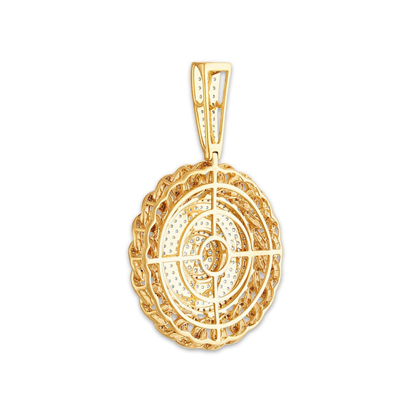 2-1/2 CTW Diamond Miami Cuban Link Medal 18-inch Pendant in 10KT Yellow Gold. Chain not Included