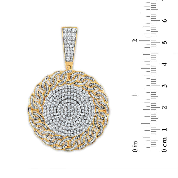 2-1/2 CTW Diamond Miami Cuban Link Medal 18-inch Pendant in 10KT Yellow Gold. Chain not Included