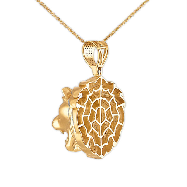 1/2 CTW Diamond Lion Head 18-inch Pendant in 10KT Yellow Gold