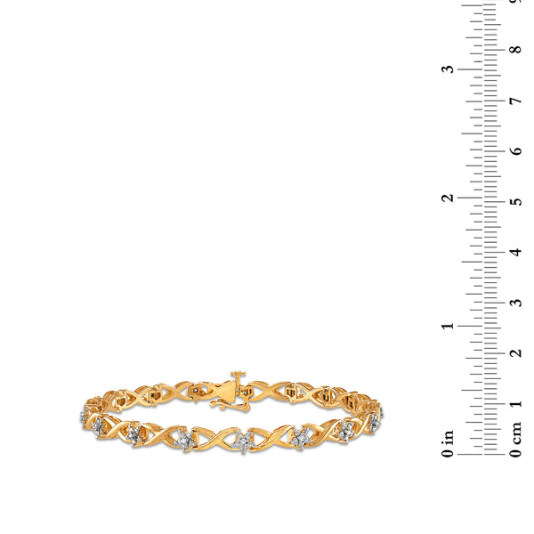 1/10 CTW Diamond 7-inch Infinity Tennis Bracelet in Yellow Gold Plated Sterling Silver