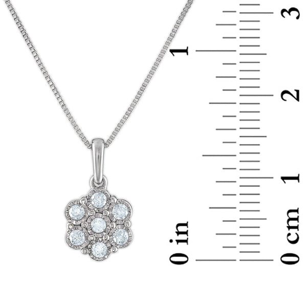 1/2 CTW Diamond Flower 18-inch Pendant Earrings Set in Sterling Silver