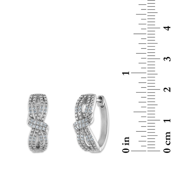 1/5 CTW Diamond Fashion Hoop Earrings in Rhodium Plated Sterling Silver