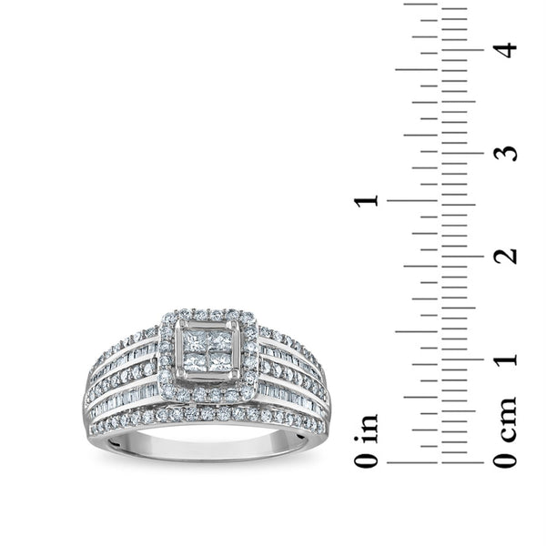 1 CTW Diamond Halo Engagement Ring in 10KT White Gold