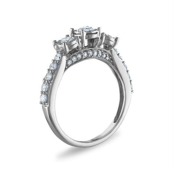 1 CTW Diamond Anniversary Three Stone Ring in 14KT White Gold