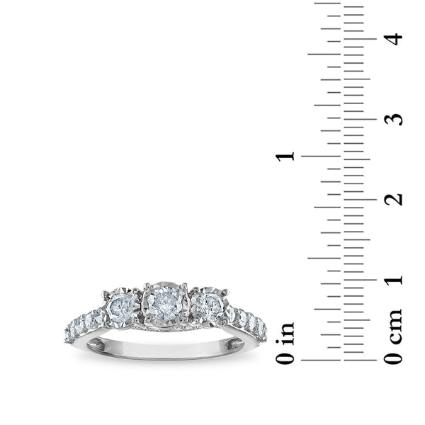 1 CTW Diamond Anniversary Three Stone Ring in 14KT White Gold