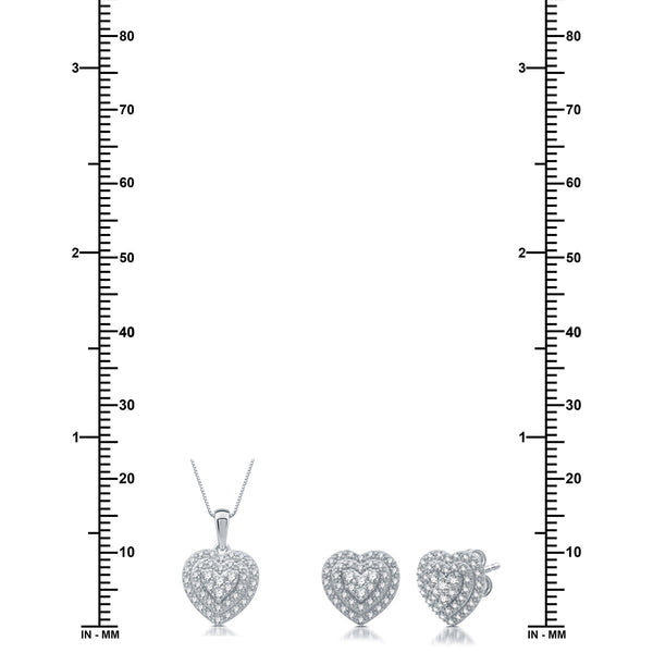 1/2 CTW Diamond Heart Halo 18-inch Pendant in Rhodium Plated Sterling Silver