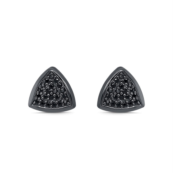 1/3 CTW Black Diamond Trangle Shaped Fashion Earrings in Black Rhodium Plated 14KT Gold