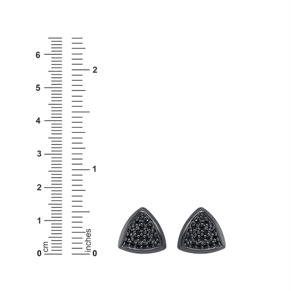 1/3 CTW Black Diamond Trangle Shaped Fashion Earrings in Black Rhodium Plated 14KT Gold