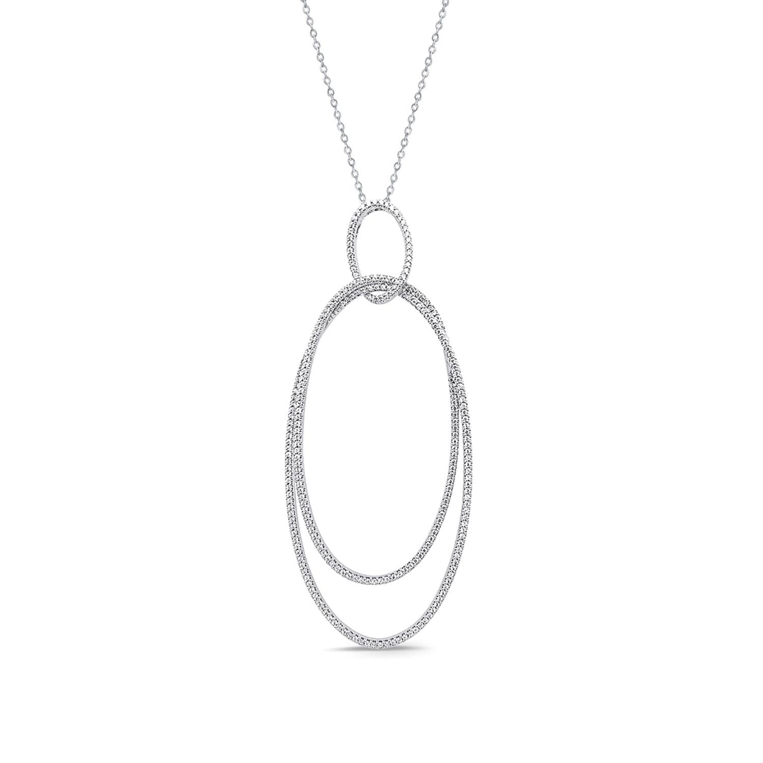 3/4 CTW Diamond 18-inch Double Oval Pendant in 10KT White Gold