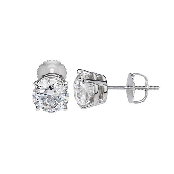 Signature Certificate EcoLove 2-1/2 CTW Round Lab Grown Diamond Solitaire Stud Earrings in 14KT White Gold