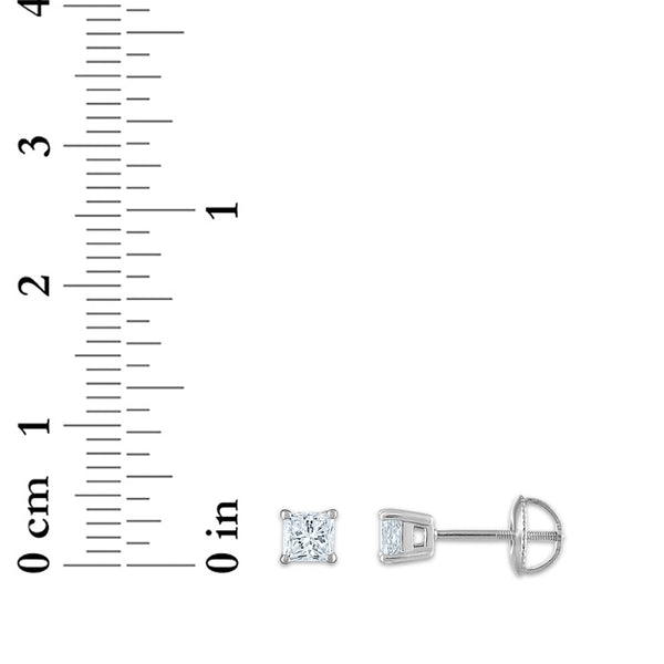 Signature Certificate EcoLove 1/2 CTW Princess Cut Lab Grown Diamond Solitaire Stud Earrings in 14KT White Gold