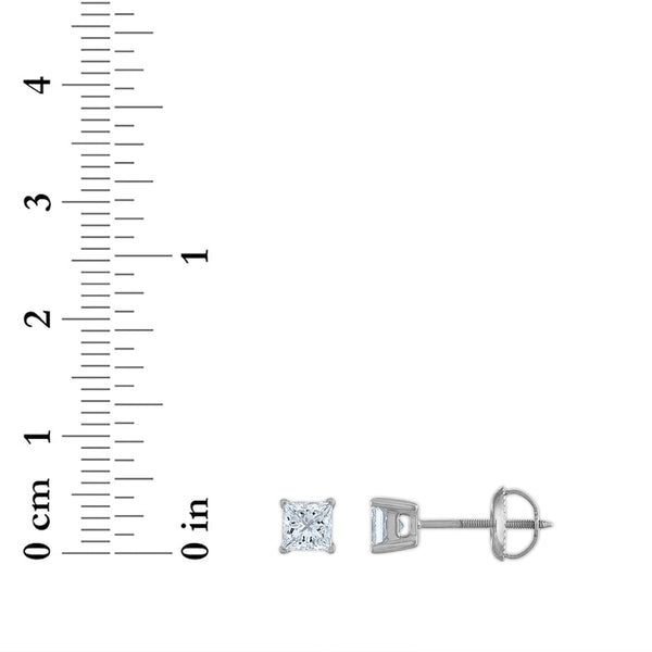 Signature Certificate EcoLove 3/4 CTW Princess Cut Lab Grown Diamond Solitaire Stud Earrings in 14KT White Gold