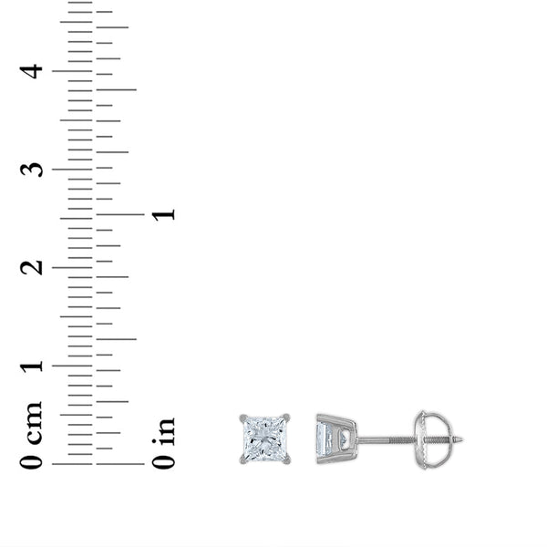 Signature Certificate EcoLove 1 CTW Princess Cut Lab Grown Diamond Solitaire Stud Earrings in 14KT White Gold