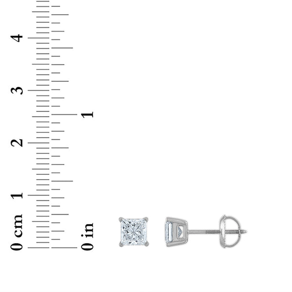 Signature Certificate EcoLove 1-1/4 CTW Princess Cut Lab Grown Diamond Solitaire Stud Earrings in 14KT White Gold