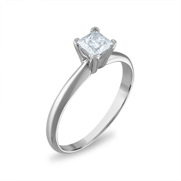 Signature Certificate EcoLove 1/2 CTW Princess Cut Lab Grown Diamond Solitaire Engagement Ring in 14KT White Gold