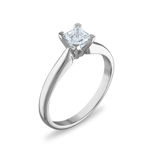 Signature Certificate EcoLove 1/2 CTW Princess Cut Lab Grown Diamond Solitaire Engagement Ring in 14KT White Gold