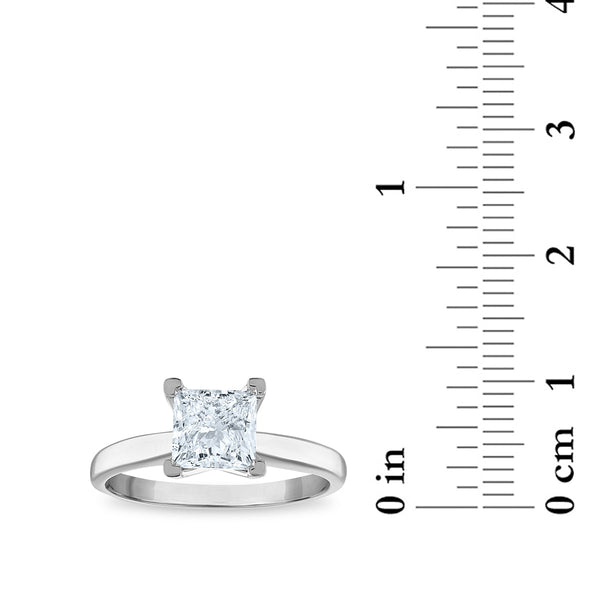 Signature Certificate EcoLove 1 1/2 CTW Princess Cut Lab Grown Diamond Solitaire Engagement Ring in 14KT White Gold