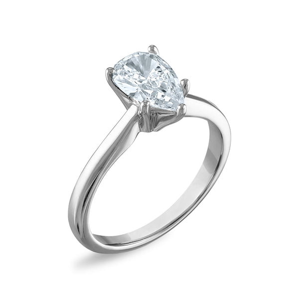 Signature Certificate EcoLove 1-1/2 CTW Pear Diamond Solitaire Engagement Ring in 14KT White Gold