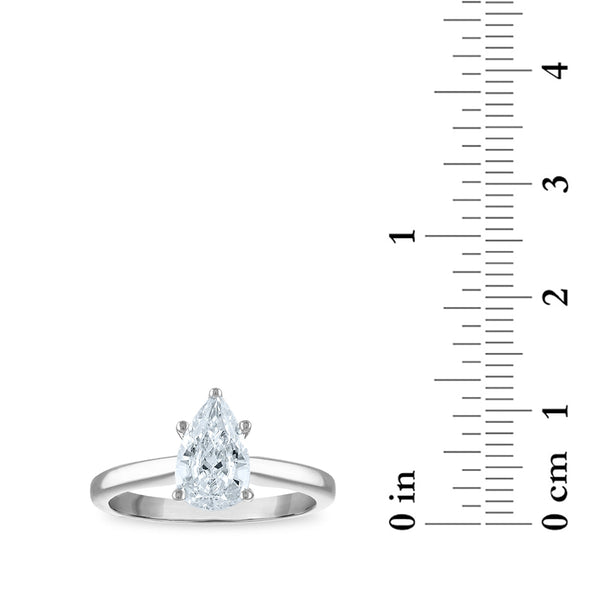 Signature Certificate EcoLove 1-1/2 CTW Pear Diamond Solitaire Engagement Ring in 14KT White Gold