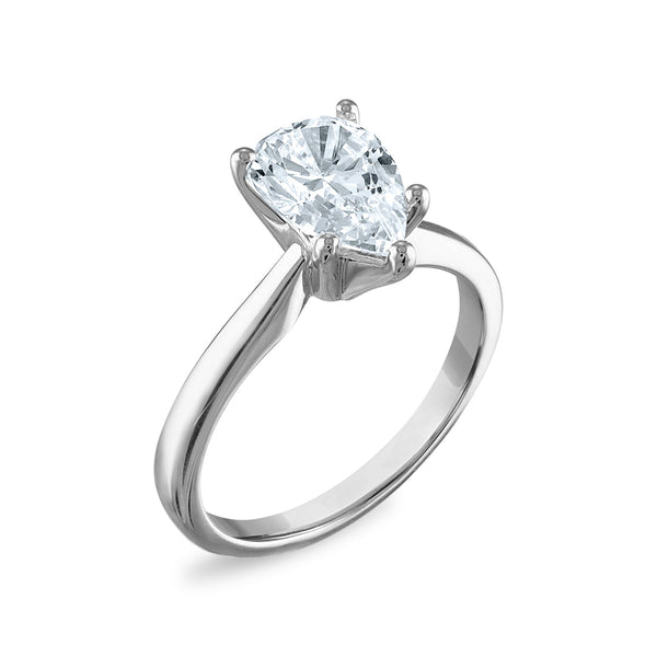 Signature Certificate EcoLove 2 CTW Pear Diamond Solitaire Engagement Ring in 14KT White Gold