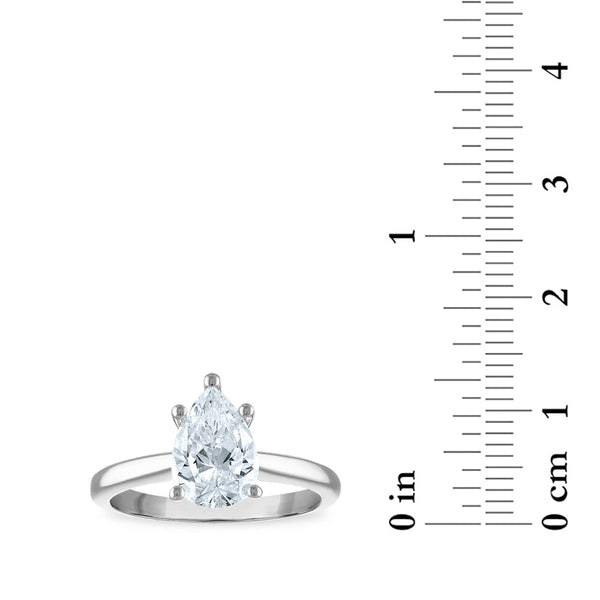 Signature Certificate EcoLove 2 CTW Pear Diamond Solitaire Engagement Ring in 14KT White Gold