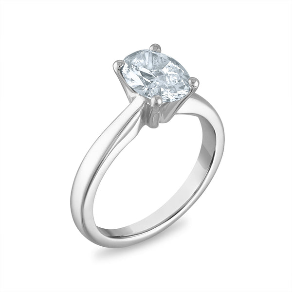 Signature Certificate EcoLove 1-1/2 CTW Oval Diamond Solitaire Engagement Ring in 14KT White Gold