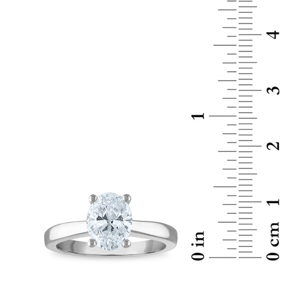 Signature Certificate EcoLove 1-1/2 CTW Oval Diamond Solitaire Engagement Ring in 14KT White Gold