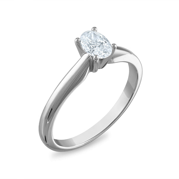 Signature Certificate EcoLove 1/2 CTW Oval Diamond Solitaire Engagement Ring in 14KT White Gold