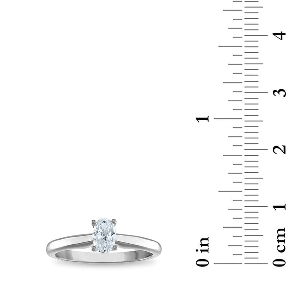 Signature Certificate EcoLove 1/2 CTW Oval Diamond Solitaire Engagement Ring in 14KT White Gold