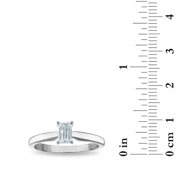 Signature Certificate EcoLove 1/2 CTW Emerald Shape Diamond Solitaire Engagement Ring in 14KT White Gold