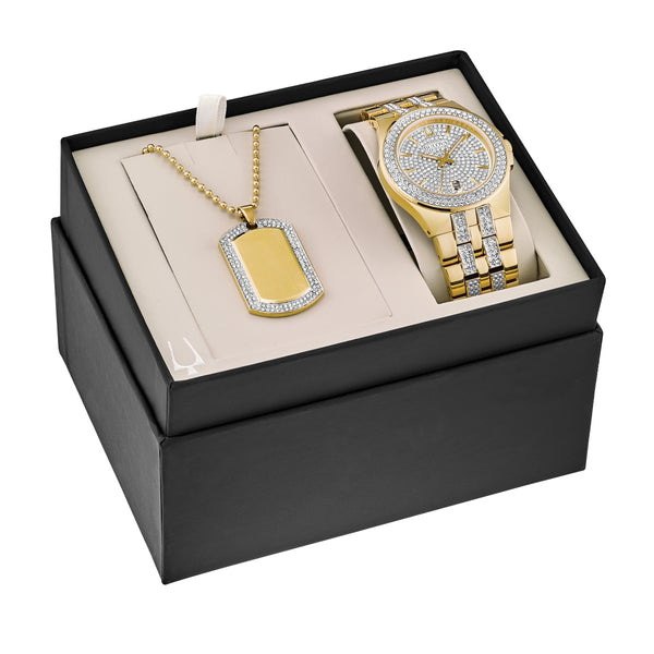 Bulova Crystal Collection Watch and Necklace Set. 98K102