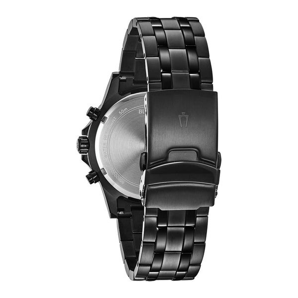 Bulova with 42MM Round Black Diamond Dial and Stainless Steel Band Box Set. 98K105