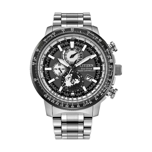 Citizen Promaster Geo Trekker Eco-Drive 46MM Black Dial with Stainless Steel Band. BY3006-53H