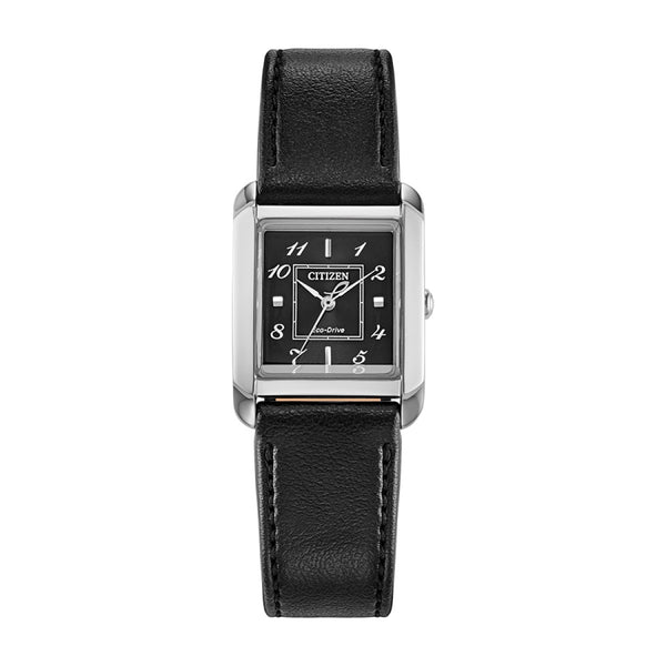 Citizen Bianca 22MM Black Leather Strap Watch. EW5600-01E